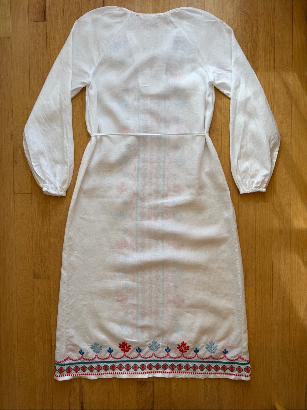 Boden White Maxi Dress with Pink & Blue Embroidery - Picture 4 of 15